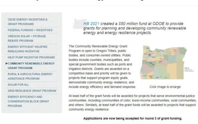 Oregon Renewable Energy and Energy Resilience Grants